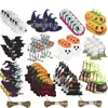 36 Peças de Abóbora de Madeira para Halloween, Morcego, Chapéu, Fantasma, Caveira, Decoração para Casa, Escritório, Pátio, Enfeites Pendurados