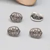 Colgante hueco de plata de ley S925 chapado en oro, accesorios vintage, tinta negra envejecida, material de cuentas hecho a mano para bricolaje, joyería
