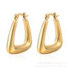 Pendientes Europeos y Americanos de Acero de Titanio Huecos Transfronterizos, Chapados en Oro Real en Horno, Acero Inoxidable 18K, Varios Estilos, Superficie Lisa, Pendientes Irregulares