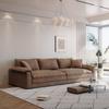 Sofá de Tela Minimalista Estilo Italiano de Lujo Ligero Sofá Estilo Crema para Sala de Estar Minimalista Moderna Sofá Grande de Ganso de Tres Plazas para Casa de Huéspedes