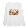 Sudadera Casual de Cuello Redondo Estampada Serie de Bebidas de Café de Halloween para Hombres y Mujeres Cuello Redondo