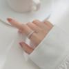 Anel aberto estilo coreano Nalan em prata s925, fresco, elegante, geométrico vazado, pulseira com incrustação de diamante J9133