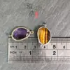 Colgante de ojo de tigre tallado adornos de doble anillo de obsidiana cadena para suéter con patrón azul