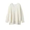 Suéter de Punto de Cachemira Imitación Delgado de Alta Calidad para Mujer, Estilo Delgado, Largo Medio, Abertura Lateral, Holgado, Jersey Holgado, Top Cardigan Adelgazante