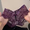 Affinity de Tule ~ Calcinha de Renda Sexy Feminina Cintura Média-Alta Malha Macia de Puro Desejo Algodão Puro Calcinha que Cobre o Quadril