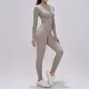 Macacão Colarinho Alto Color Block Transfronteiriço Zíper Meio Peça Roupa de Ginástica Feminina Roupa de Yoga para Exercício de Alta Intensidade 9326