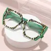 Gafas que Cambian de Color con Filtro de Luz Azul, con Bloqueo de Color y Montura Grande de Contraste, Montura de Gafas de Estilo Europeo y Americano Simple Transfronterizo, Gafas Personalizadas sin Graduación con Estampado de Leopardo