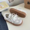 Sapatos De Xun fofos feios adoráveis couro de vaca cabeça redonda sapatos brancos pequenos 2025 primavera novo sapatos casuais para meninas XY-A500