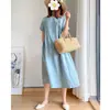 Vestido de Color Sólido Talla Grande para Mujer, Nuevo Estilo Verano 2026, Corte Holgado, Adelgazante, Estilo Japonés, Vestido de Longitud Media para Mujer
