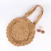 Bolso de hombro único Nuevo bolso de ganchillo coreano para dama disco hueco cuerda de papel fino ganchillo bolso de mujer redondo de una sola pieza entrega