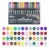 Caneta Contorno Dupla Linha 24 Cores Kit Caneta Flash Fantasia Marcador Cor Metálica Diário de Mão DIY Caneta Marcadora Fluorescente