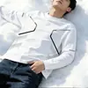 [Essencial de Outono] Camiseta Masculina Lisa Versátil de Corte Solto com Gola Redonda e Manga Longa, Top Casual Tendência de Marca para Outono