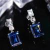 Huajie Pendientes Rectangulares Más Vendidos Pendientes de Circonita de Color Azul Contrastante Moda Versátiles para Cena Novia