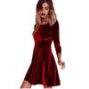Vestido Slim de Outono Europeu e Americano Transfronteiriço AliExpress Vestido Longo de Veludo Dourado Saia Lisa de Cintura Alta