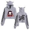 Sudadera de Ombligo de Orejas de Gato para Mujer con Estampado de Moda de Comercio Exterior Periférico de la Serie Riman de New Ghost Extermination Blade Transfronterizo