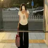 Camiseta de Algodón Copo de Nieve 165g Verano Nuevo Estilo Coreano Manga Corta para Mujer con Sentido del Diseño