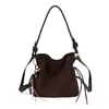 Bolso Grande de Felpa y Gamuza Retro Yuezi 2026 Nuevo Bolso de Moda para Mujer Bolso Cubo Coreano Bolso de Hombro Único de Alta Gama