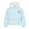 Chaqueta de Algodón con Capucha y Cuello Desmontable de Piel para Hombre, Marca de Moda High Street, Abrigo de Algodón Holgado de Invierno con Bordado de Copos de Nieve
