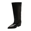 Botas de Punta Francesa de Caña Recta Adelgazantes para Mujer 2026 Otoño/Invierno Nueva Llegada Rojo Ankara Talla Grande Botas Largas Botas de Tacón Grueso