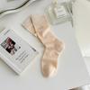 Meias Longas de Algodão Cinza Estilo Ballet com Laço Bordado para Mulheres, Meias Slouch Finas de Verão Coreanas para Mulheres