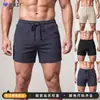 Pantalones Cortos Waffle Sueltos con Cordón Secado Rápido Estilo Europeo y Americano Color Sólido Transpirables Deportivos Casuales de Longitud Media para Hombre