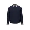 Suéter de punto trenzado de dos piezas falso estilo retro universitario japonés Rumeng para hombre, marca de moda de otoño, suéter de punto holgado y elegante
