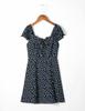 Moda de verano europea y americana estilo vacacional cintura alta estampado de lunares ondulados espalda elástica temperamento de viajero vestido corto al por mayor
