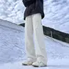 Pantalones impermeables con forro de polar para hombre para otoño e invierno, pantalones de trabajo holgados rectos de moda para exteriores, pantalones casuales gruesos
