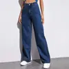 Aliexpress Transfronterizo Exportación Europea y Americana Amazon Wish Aliexpress Verano Casual Jeans de Pierna Ancha de Cintura Alta para Mujer