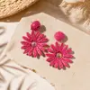 Brincos de Flor Estilo Férias Boêmio para Mulheres, Brincos de Ráfia Trançada Tendência Nicho, Acessórios de Orelha Exagerados Atacado