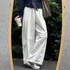Pantalones de Pierna Recta Holgados de Cintura Alta de Estilo Japonés para Primavera y Verano 2026 Pantalones Casuales Adelgazantes Diseño Holgado Pantalones de Pierna Ancha de Algodón Titanio