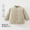 Jaqueta de Algodão Grossa 160g sem Costura para Recém-Nascido Bordado de Coelho Bebê Fecho de Botão Duplo Inverno Camisa de Algodão