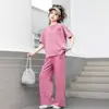 Comercio Exterior Ropa Infantil 2026 Nuevo Modelo Conjunto de Manga Corta de Verano para Niños Mayores, Conjunto Casual de Dos Piezas para Niñas