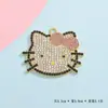 Pingente Hello Kitty com Moldura de Cabeça de Diamante Pingente de Liga Acessórios DIY Pulseira Roupa Material Colar Acessórios de Joalheria