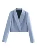 Popular chaqueta INS de la marca Z, falda corta de estilo europeo y americano de AliExpress, blazer corto para mujer, top azul, top albaricoque, algodón