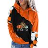 23 otoño Amazon venta caliente Halloween estampado de posicionamiento costura de retazos suéter con capucha de manga larga y bolsillo gran cantidad en stock