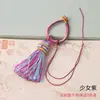 Colgante decorativo de hebilla de anillo de color con borla degradada, colgante de abanico con borla de anillo de tracción, accesorio para colgar en bolsa