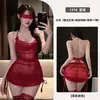 Lencería sexy en múltiples colores, malla de encaje hueca transparente con un cuello de bolsillo, uniforme de falda corta de dos piezas ajustado, disponible para dropshipping