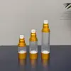 Botella de vacío de 15ml30ml50ml aluminio electrochapado oro mate loción sérum tamaño de viaje portátil material de embalaje reutilizable