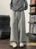 Pantalones de Pierna Ancha Estilo Americano Ajuste Limpio para Hombre Otoño e Invierno Pantalones Gruesos de Cachemir Pesado Pantalones Rectos Sueltos Casuales para Hombre