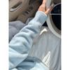Suéter de Lã Grosso Quente Azul Leite com Gola Polo Feminino Outono Inverno Cardigan de Tricô de Botão Único Jaqueta Top Macio e Sedoso