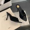 Sandalias de Punta Aguda Estilo Vintage 2026 Moda de Verano de Punta Abierta Zapatos para Mujer Estilo Europeo y Americano Hebilla Metálica Tacones Altos