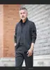 Traje Esportivo para Meia-Idade e Idosos Masculino Duas Peças para Corrida Meia-Idade Gola Alta Casual Absorvente de Suor Respirável Manga Longa Traje de Pai