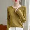 Suéter de punto fino de color liso, nuevo, cuello redondo, 2025, transfronterizo, manga larga, primavera, para mujer, corte holgado, top base