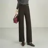 Moda Nova de Outono Versátil Calças Longas Drapeadas Calças Wide-Leg para Mulheres 2026 Cor Sólida Elegantes Elásticas Cintura Alta Retas