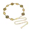 Corrente de Cintura Retro Turquesa Oval Feminina Decorativa Estilo Étnico de Verão com Vestido Metal Belt Corrente Corporal Sexy