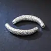 Plata Pura 999 Vintage 3D Martillado Duro Textura Martillada Tubo Curvo Tubo de Plata Pulsera Media Accesorios DIY Pulsera de Cristal Accesorios de Joyería de Plata