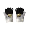Nuevos Guantes de Punto Cálidos de Otoño Invierno para Niños, Lindos, Oso de Dibujos Animados, Cinco Dedos, Dedos Divididos, Niños Niñas, Lana Engrosada
