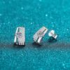 Pendientes Rectangulares Xindeyi de Plata de Ley S925 con Circonitas Moissanitas engastadas en Garras, Estilo Sencillo, Suministro Directo desde la Fuente