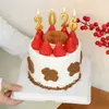 Decoração de Bolo de Ano Novo Feliz 2026, Toppers para Biscoitos, Fique Rico Logo, Moedas de Ouro, Cavalinho, Velas Douradas Número Inserções